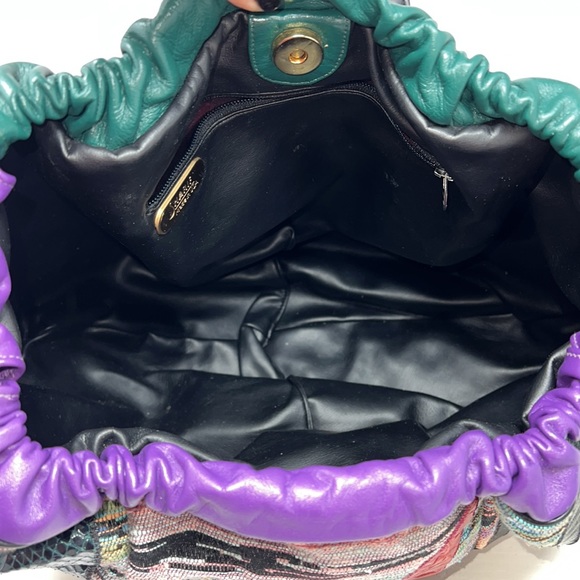 Sharif Large Python Croc Ikat Leather Drawstring Snap Flap Bucket Shoulder Bag - Picture 15 of 16